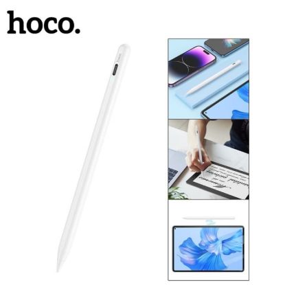 صورة قلم لمس ذكي نشط سعوي HOCO GM114 - أبيض، لأجهزة آيباد