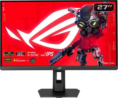 صورة شاشة قيمنق ASUS ROG XG27ACMES مقاس 27 بوصة بتقنية Fast IPS بدقة 2K QHD ودعم HDR10 - معدل تحديث 255Hz، استجابة 0.3ms، متوافقة مع G-SYNC، منفذ USB Type-C، حامل قابل للتعديل، لون أسود