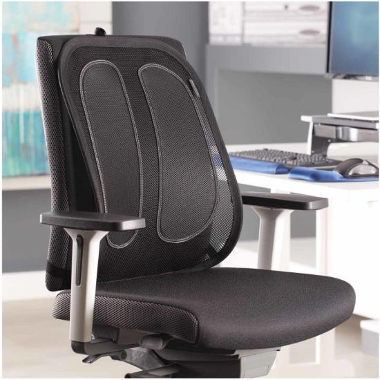 صورة مسند ظهر شبكي Fellowes Office Suites - قماش شبكي بتوتر ثلاثي، أسود