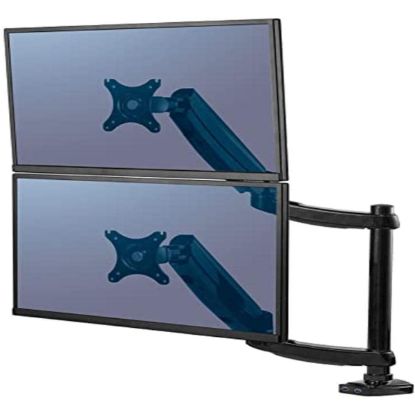 صورة ذراع شاشة Fellowes Platinum Series مزدوج متراص قابل للتعديل - أسود