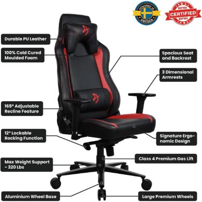 Picture of Arozzi Vernazza Soft PU Leather Ergonomic Office & Gaming Chair - High Backrest, Recliner, Swivel, Tilt, Rocker, Adjustable Height, Adjustable Lumbar & Neck Support, Black