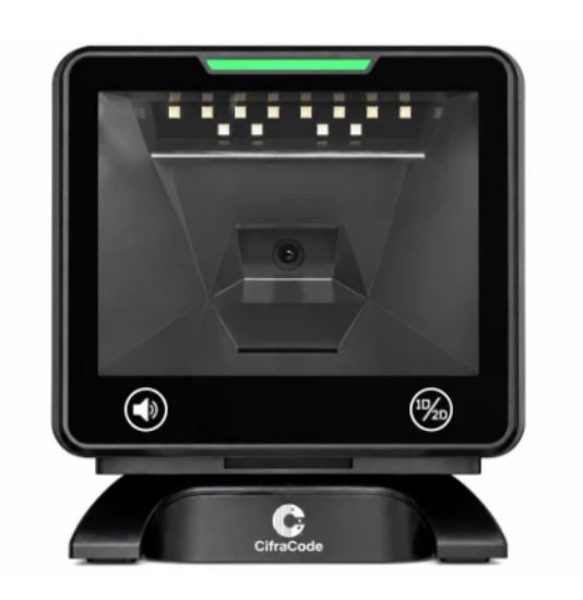 صورة سكانر باركود مكتبي CifraCode CN-MJ180 PRO متعدد الاتجاهات 1D/2D - أسود