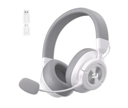 Picture of Redragon H889WG Wireless Gaming Headset, 4-in-1 (2.4G/BT/USB/3.5mm), 51H Battery & Play-While-Charging, 7.1 Spatial Audio & 53mm Drivers, Detachable Mic, Multi-Platform Headphone for PC/PS5/NS/Mobile - White