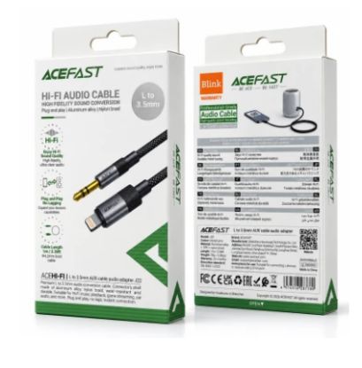 Picture of ACEFAST J22 Hi-Fi L to 3.5mm AUX Audio Cable Adapter 1m - Metal Grey