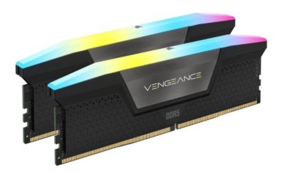 صورة كت رام CORSAIR VENGEANCE RGB سعة 32GB (2x16GB) DDR5 بسرعة 7200MT/s وتوقيت CL34 - أسود