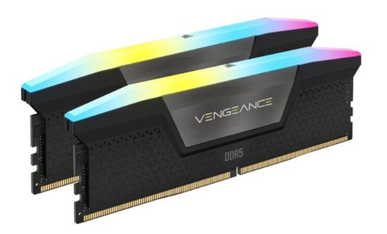 صورة كت رام CORSAIR VENGEANCE RGB سعة 32GB (2x16GB) DDR5 بسرعة 7200MT/s وتوقيت CL34 - أسود