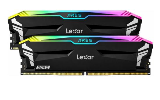 صورة كت رام Lexar ARES RGB سعة 32GB (2x16GB) DDR5 بسرعة 7200MT/s وتوقيت CL34 - أسود