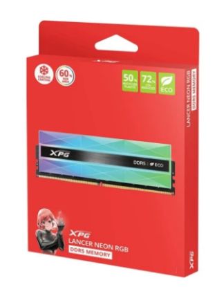 صورة رام ADATA XPG LANCER NEON سعة 32GB [2x16GB] DDR5 بسرعة 6400MHz، CL32، 1.4V، فضي بإضاءة RGB