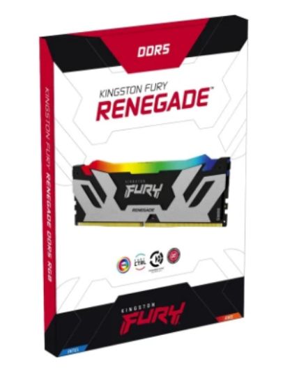 صورة رام Kingston FURY Renegade RGB سعة 48GB (1x48GB) DDR5 بسرعة 6000MHz، متوافق مع Intel XMP 3.0 مع تقنية مزامنة الإضاءة بالأشعة تحت الحمراء ورفع سرعة مستقر