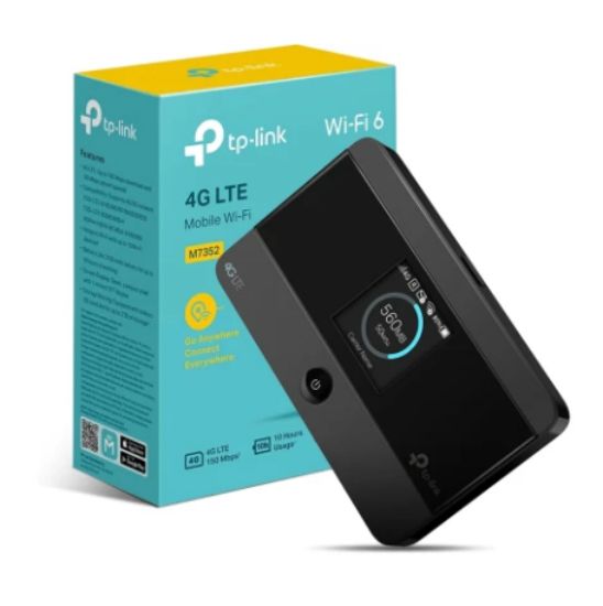 صورة راوتر محمول TP-Link M7352 WiFi 6 Mifi، راوتر 4G بفتحة شريحة SIM، شاشة LCD، يدعم اتصال حتى 10 أجهزة، بطارية 2550 مللي أمبير، تخزين Micro SD، إدارة عبر تطبيق tpMiFi