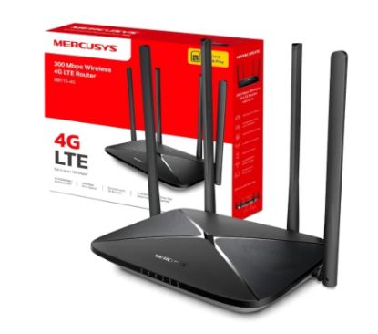 صورة راوتر MERCUSYS MB115-4G بفتحة شريحة SIM، معيار N300 محمول، مناسب للعمل عن بعد مع 4 هوائيات خارجية، يدعم اتصال حتى 32 جهاز، تحكم عبر التطبيق
