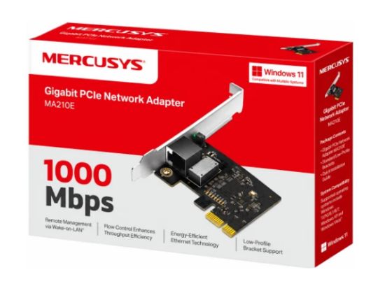 Mercusys MA210E Gigabit PCIe Network Card for PC, Wake on LAN, Energy ...