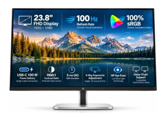 Picture of HP Series 5 Pro 524pu 24" IPS Full HD 100Hz 4-Way Adjustable Stand 100% sRGB HP Eye Ease w/ DisplayPort 1.4 In/Out, USB-A, USB-C, & RJ-45 Ethernet