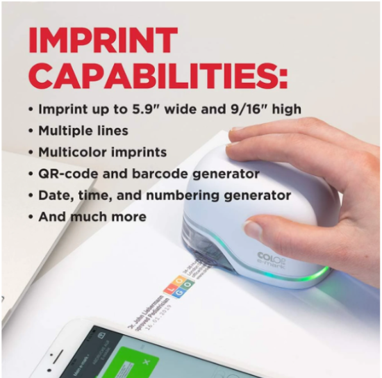 Picture of Colop E-Mark Plus Mobile Color Ink Printer For Barcodes, QR-codes, Numbering & Date, Battery Life of 5 hours w/ WIFI & USB Interface - Black